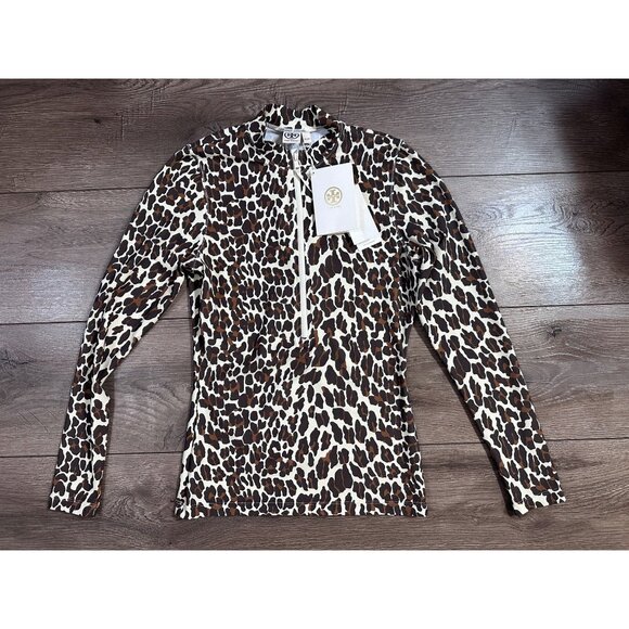 Tory Burch NWT Leopard Swim Rash Guard Long sleeve Top XS - Picture 4 of 8